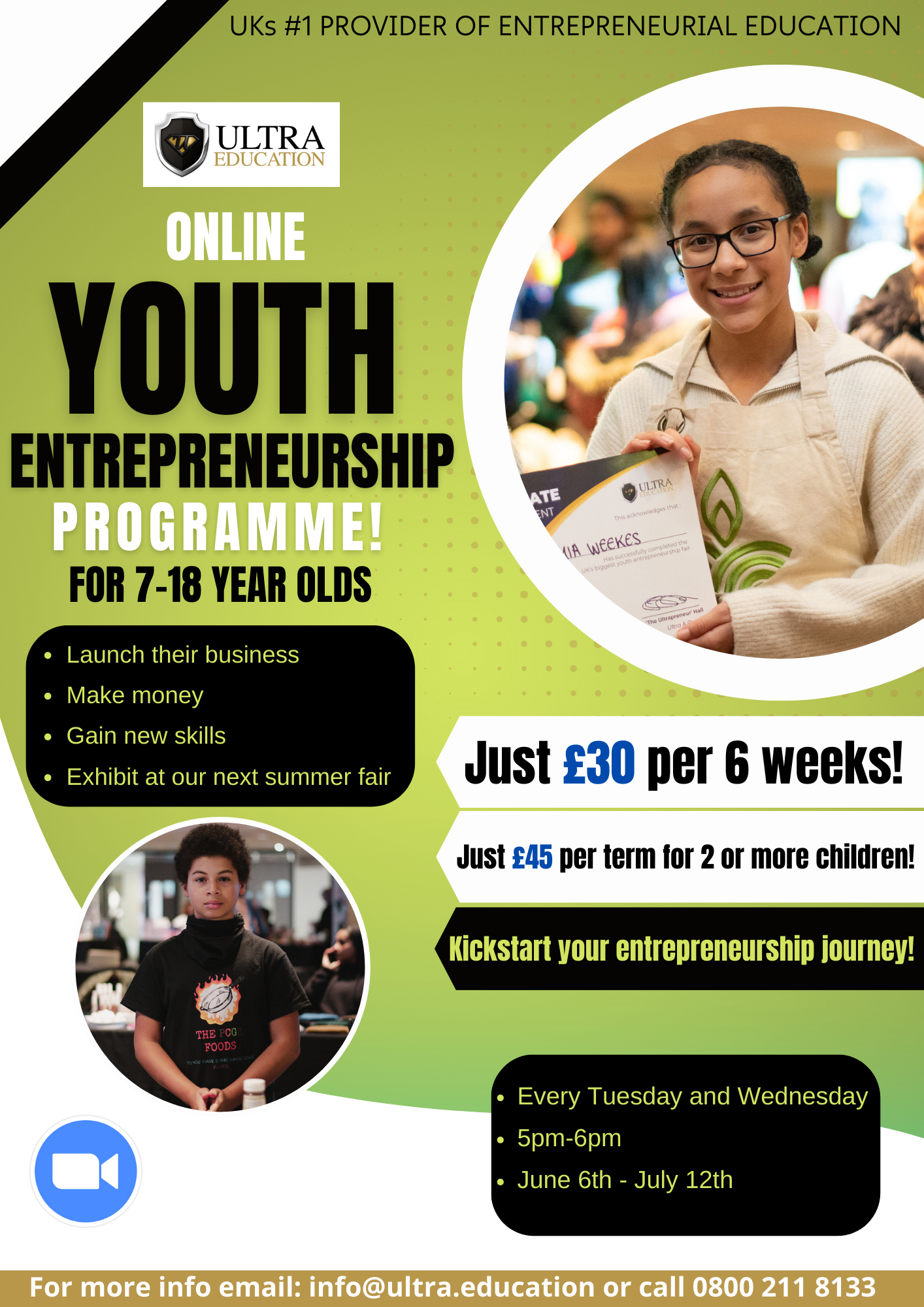 Read more about the article Online Weekly Youth Entrepreneurship Programme – age 7-18 yrs old (£30)