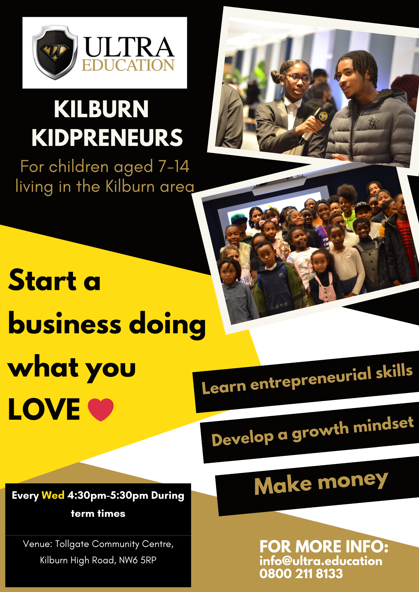 Read more about the article Weekly Kids Entrepreneurship Programme in Kilburn! for 7-14 yr olds (FREE)