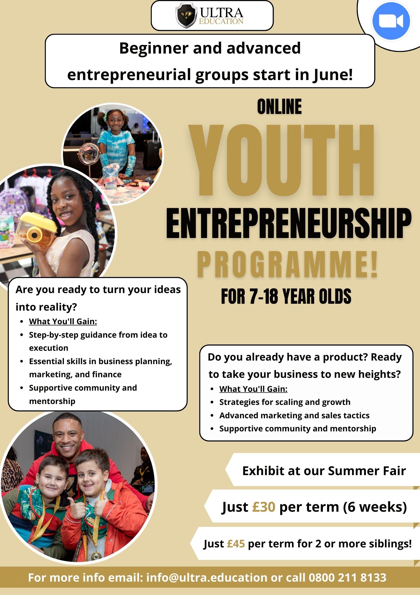 Read more about the article Online Weekly Youth Entrepreneurship Programme Wednesday 19th June to July 24th 2024 For 7-18 yr olds (£30)